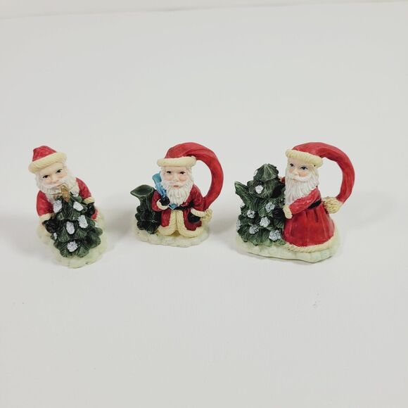 Vintage Youngs Christmas Santa Miniature Tea Set Holiday 1995 Resin - Picture 6 of 9